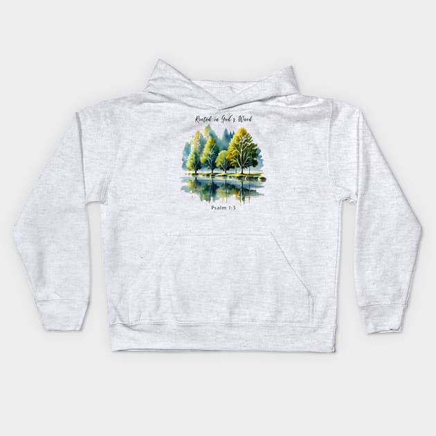 Rooted in God's Word Christian Art Kids Hoodie by Cedars and Eagles